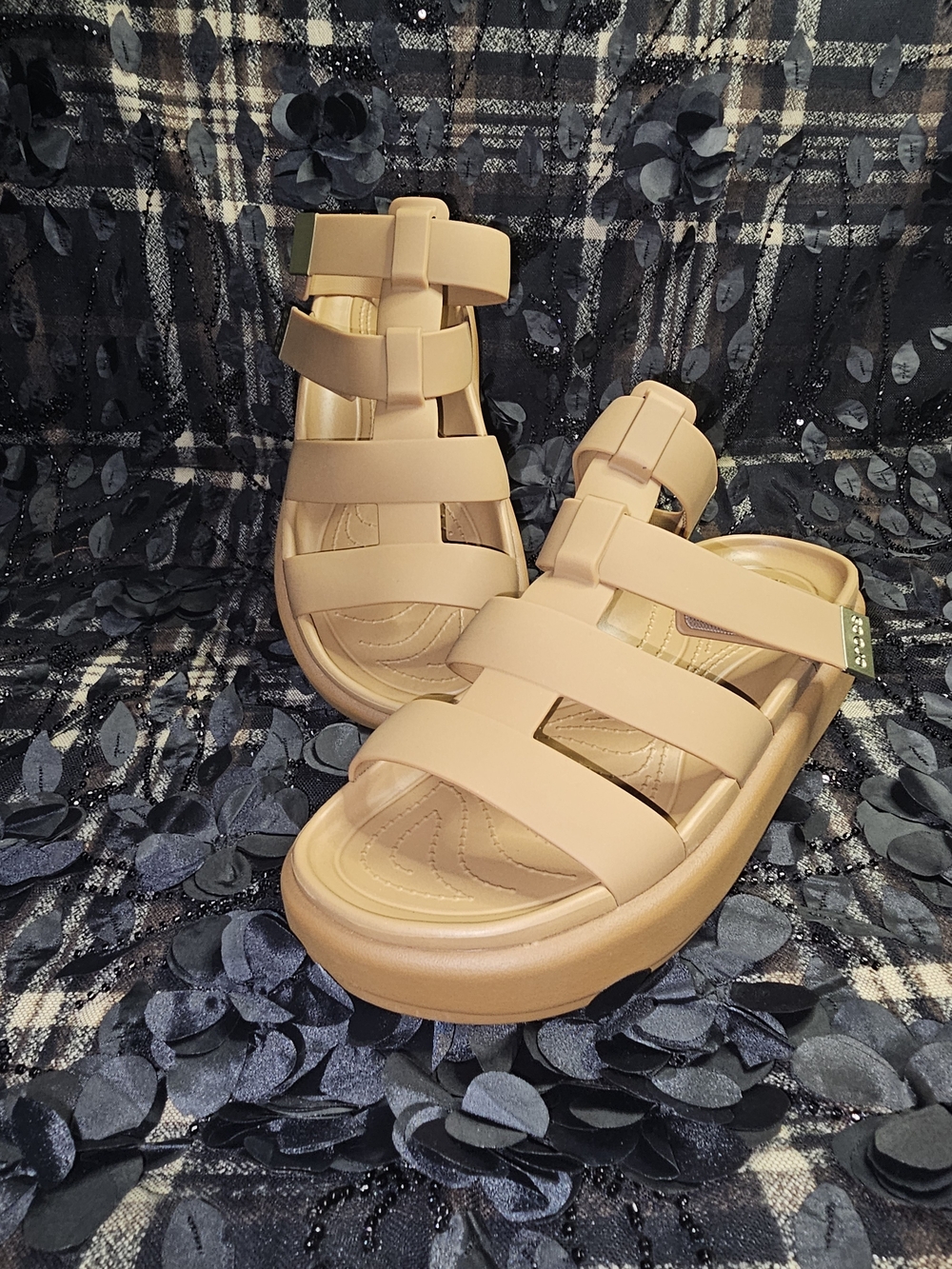CROCS Women’s Tan Platform Gladiator Sandals